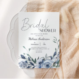Dammiga blå blommor Boho bröllopsfestinbjudan Inbjudningar