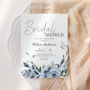 Dammiga blå blommor Boho bröllopsfestinbjudan Inbjudningar