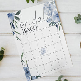 Dammiga Blå Blommor Bröllopsdusch Bingo Spel