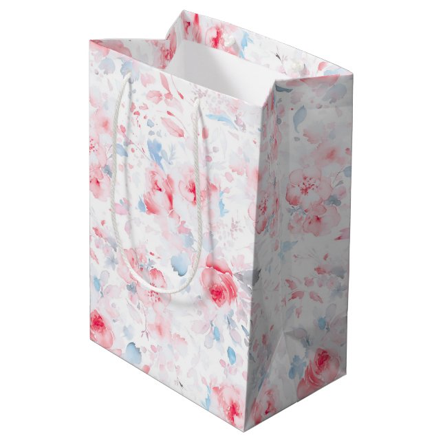 Dammiga blå blommor Elegant Boho-måladt mönster (Baksidan Vinklad)