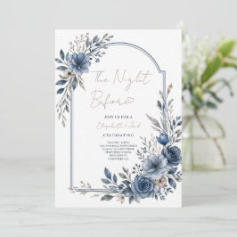 Dammiga Blå Blommor Kvällen Före Repetitionsmiddag Inbjudningar