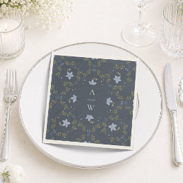 Dammiga blå folkmonogram bröllopsservetter pappersservett