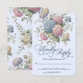 Dammiga blå hortensia blommor Bröllop Svarskort OSA Kort