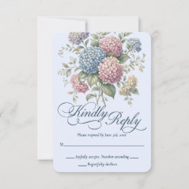 Dammiga blå hortensia blommor Bröllop Svarskort OSA Kort