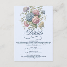 Dammiga blå hortensia blommor bröllops kuvert tilläggskort