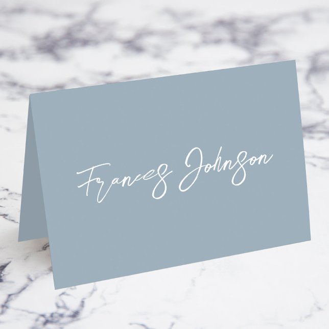 Dammiga blå individuella namnkort bordsnummer (Fold Your Own Place Cards)