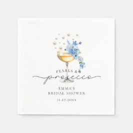 Dammiga blå pärlor & Prosecco Blommig Bröllopsdusc Pappersservett