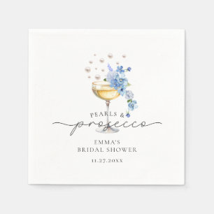 Dammiga blå pärlor & Prosecco Blommig Bröllopsdusc Pappersservett