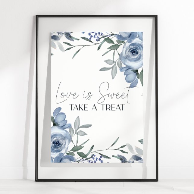 Dammiga blå rosor blommor bröllop kärlek är söt poster (Skapare uppladdad)