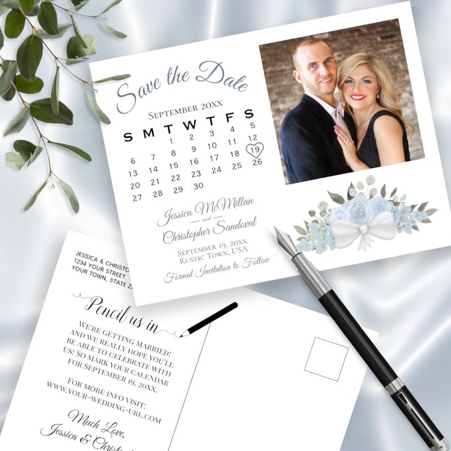 Dammiga blå rosor Foto & kalender Spara datumet Meddelande Vykort (Skapare uppladdad)