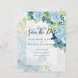 DAMMIGA BLÅA BLOMMOR SPARAR DATUM - BUDGETT