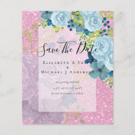 DAMMIGA BLÅA BLOMMOR SPARAR DATUM - BUDGETT FLYGBLAD