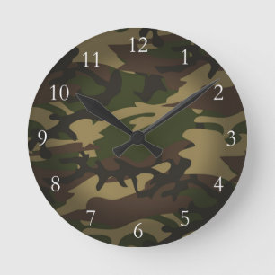 Dammiga gröna Camo Rund Klocka