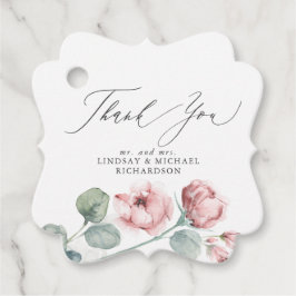 Dammiga rosa blommor Elegant bröllop tack Gåvor Etiketter