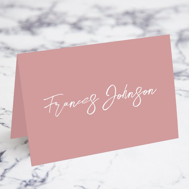 Dammiga rosa individuella namnkort bordsnummer (Fold Your Own Individual Place Cards)