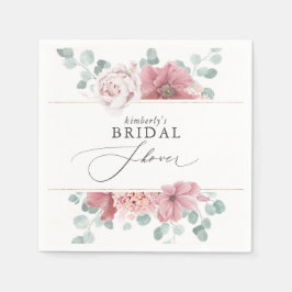 Dammiga rosblommiga babyshowertservetter pappersservett