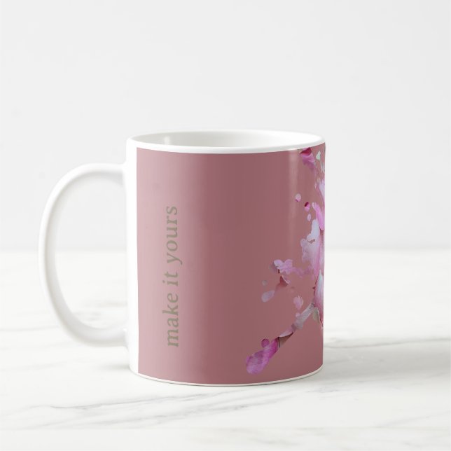Dammiga rosblommiga mugg - Monogram (Vänster)