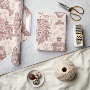 Dammiga rosenvaser Fransk blomma Presentpapper