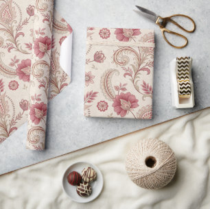 Dammiga rosrullande blommor Fransk toile Presentpapper