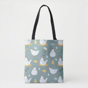 Dammiga Teal Farmhouse Kycklingmamma Tygkasse