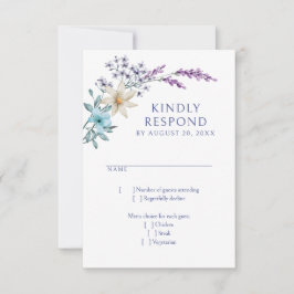 Dammiga tealblå lavendelblommor bröllop OSA kort