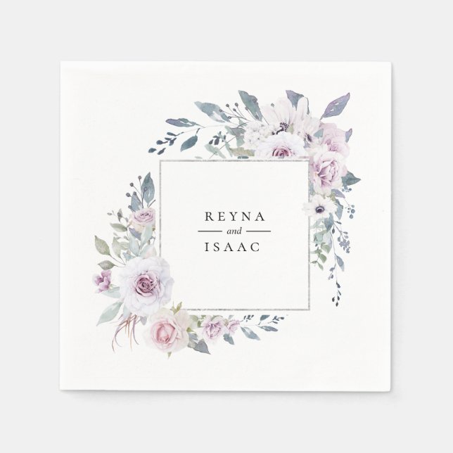 Dammiga trädgårdsblommor Personliga pappersservett (Framsidan)