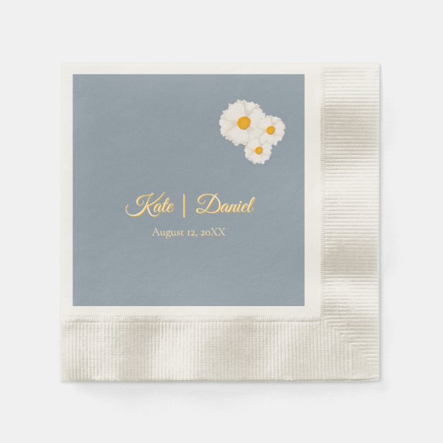 Dammigt Blå Blommig Bröllop Pappersservett (Framsidan)