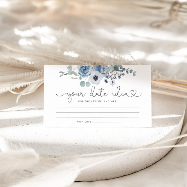 Dammigt blå blommig Dejtingidéer för kvällen. Dejt Tilläggskort (Skapare uppladdad)