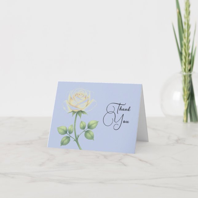 Dammigt blå Blommig Vikad Tacksamhetskort Tack Kort (Framsida)