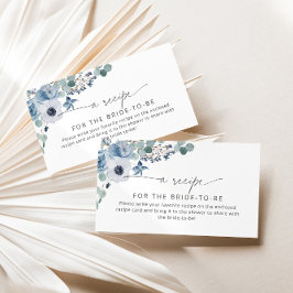 Dammigt blå blomsterreceptkort insats tilläggskort