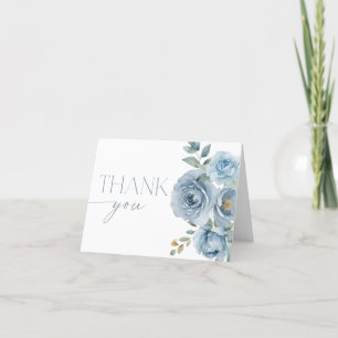 Dammigt blå boho blommande ros blommor tack kort