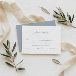 Dammigt blå elegant ren script bröllop RSVP-kort Tilläggskort