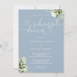 Dammigt blå grönska hjärta skript repetition midda inbjudningar