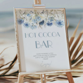 DAMMIGT Blå Hortensia Baby Shower Hot Cocoa Bar Poster
