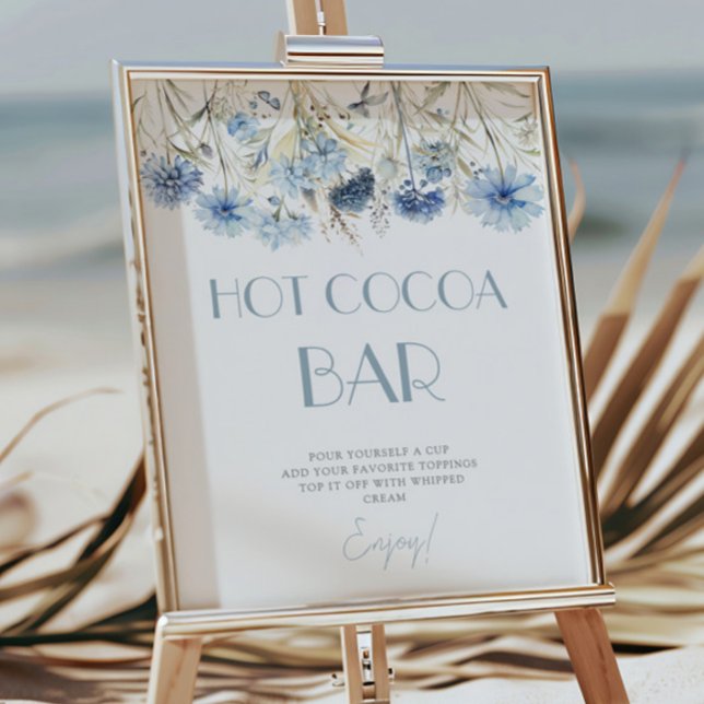 DAMMIGT Blå Hortensia Baby Shower Hot Cocoa Bar Poster (Skapare uppladdad)