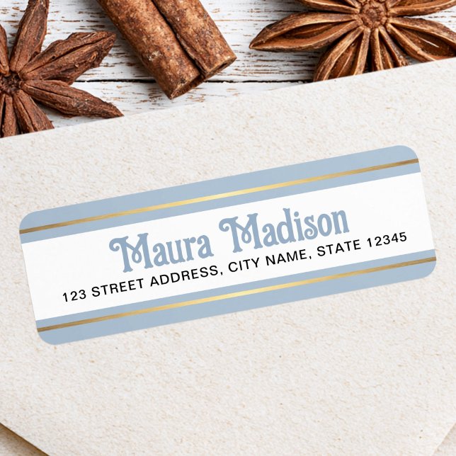 Dammigt blå jul returadress etikett (Dusty blue Christmas holiday return address Label)