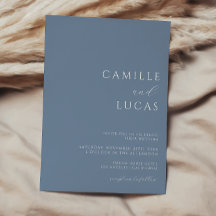 Dammigt blå modern minimal bröllopsinbjudan