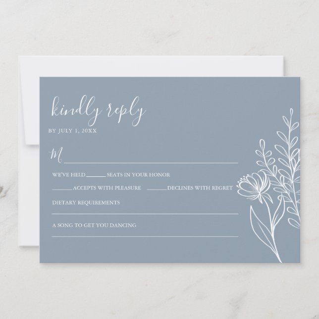 Dammigt blå modern minimalistisk bröllop elegant inbjudningar (Framsida)