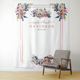 Dammigt blå rosa blommor Rose Guld Fotobås
