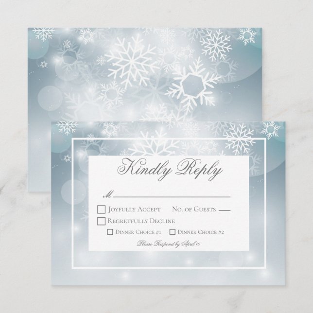 Dammigt blå snöflinga himmel modern bröllop OSA kort (Fram/baksida)