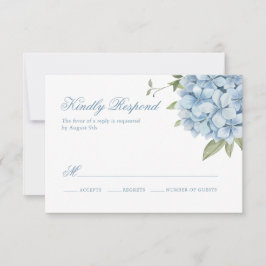 Dammigt Blått Akvarell Blommig Vapen RSVP