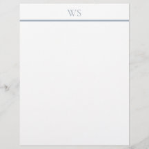 Dammigt Blått Bar Monogram Brevpapper