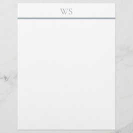 Dammigt Blått Bar Monogram Brevpapper