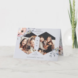 Dammigt Blått Geometriskt Blommigt | Foto Mors Dag Kort