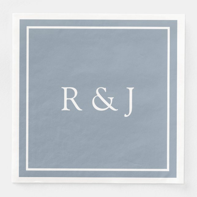 Dammigt Blått Monogram Initial Ampersand 2026 Bröl Pappersservett (Framsida)