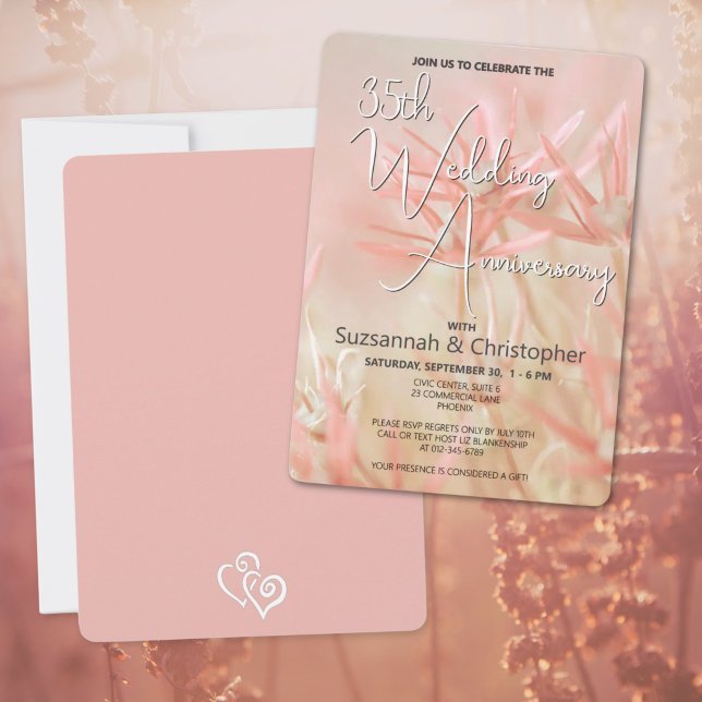 Dammigt orange blomsterbröllop jubileumsfest inbjudningar (Dusty orange floral wedding anniversary party invitation template)