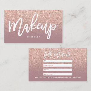 Dammigt rosa guld för Makeupcertifikattypografi Rabattkort