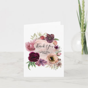 Dammigt rosa och Burgundy blommigttack Tack Kort
