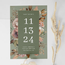 Dammigt Sagegrönt Bröllop | Vintage Trädgårdsblomm Spara Datumet