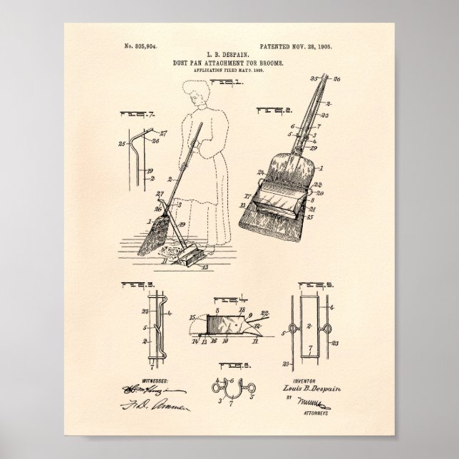 Dammkarta 1905 Patent Art Old Peper Poster (Framsidan)
